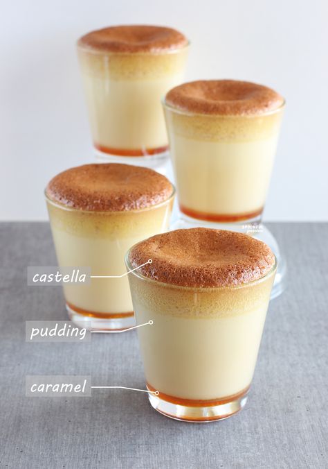 Japanese Caramel Pudding, Caramel Custard Cake, Caramel Custard Pie, Custard Recipes Desserts, Caramel Pudding Cake, Japanese Pudding, Pudding Packaging, Castella Cake, Caramel Custard