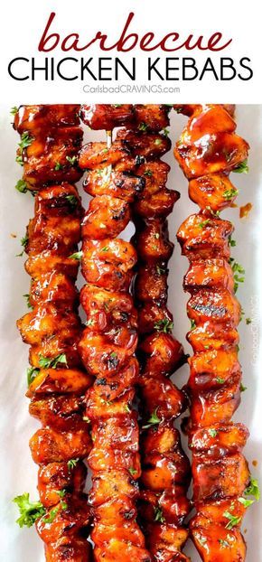 These BBQ Chicken Kebabs are my go-to grill recipe with the most amazing barbecue sauce! Everyone always asks me for the recipe and they are easy too! Chicken Kebab Recipe, Carlsbad Cravings, Bbq Chicken Recipes, Kabob Recipes, Chicken Kabobs, Kebab Recipes, Chicken Kebabs, Barbecue Chicken, Chicken Skewers