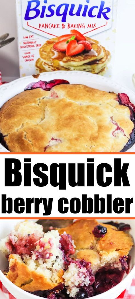 This Bisquick blackberry cobbler recipe turns out amazing with frozen fruit. Use cherry, blueberry, raspberry, strawberry or mixed combo. Bisquick Blackberry Cobbler Recipe, Frozen Fruit Cobbler Recipes, Strawberries And Bisquick, Bisquick Fruit Cobbler, Blackberry Cobbler Recipe Bisquick, Fruit Cobbler With Bisquick, Strawberry Bisquick Recipes, Frozen Strawberry Cobbler Easy, Bisquick Berry Cobbler Recipes