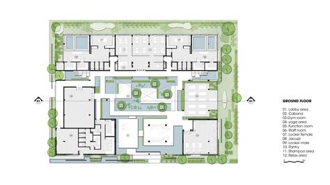 Gallery - Naman Spa / MIA Design Studio - 18 Resort Cottage, Lattice Wall, Thermal Baths, Wellness Centre, Spa Center, Landscape Design Plans, Spa Retreat, Garden Architecture, Centre Commercial