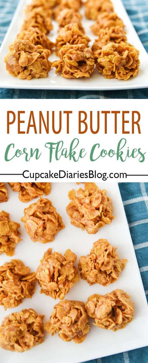 Corn Flake Cookies, Peanut Butter Cornflake Cookies, Peanut Butter Chews, Brownie Vegan, Butter Corn, Cornflake Cookies, Corn Flake, Cookies Cupcake, No Bake Peanut Butter