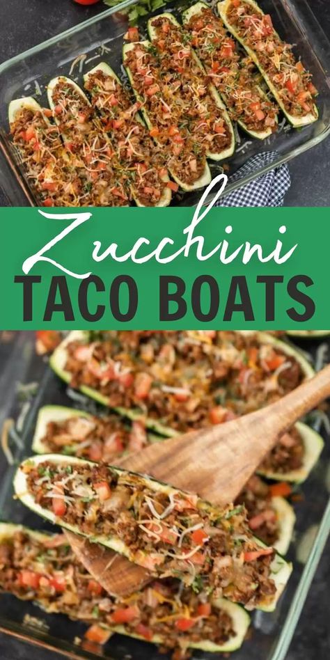 Zucchini Taco Boats are a great healthy option for Taco Tuesday! Make these delicious low carb zucchini taco boats that are packed with flavor too! #eatingonadime #lowcarbrecipes #healthyrecipes #mexican #mexicanrecipes Mexican Stuffed Zucchini Boats, Smoked Zucchini Boats, Optavia Lean And Green Recipes 5&1 Zucchini Boats, Cheeseburger Zucchini Boats, Large Zucchini Boats, Healthy Lite Dinners, Lite Supper Ideas, Ground Beef Stuffed Zucchini Boats, Zucchini Recipes For Diabetics