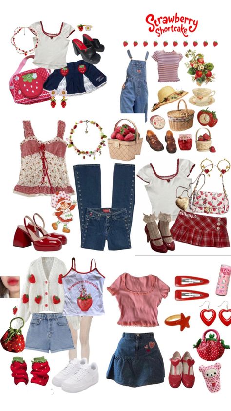 Strawberry Shortcake Halloween Costume, Strawberry Shortcake Outfits, Americana Outfits, Strawberry Outfit, Model Outfits, Swaggy Outfits, Really Cute Outfits, Kawaii Clothes, Clothes And Accessories