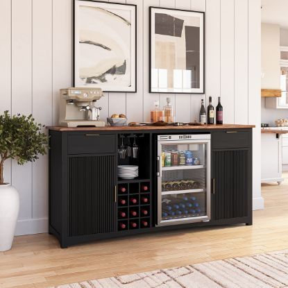 Show details for Gary Modern Black Bar Cabinet with Mini Fridge Space Bar Cabinet With Mini Fridge, Cabinet With Mini Fridge, Bar Cabinet With Fridge, Mini Fridge Bar, Living Room Bar Cabinet, Black Bar Cabinet, Black Mini Fridge, Bar In Living Room, Mini Fridge Cabinet