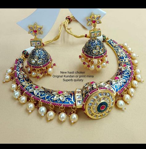 Studded Choker, Jewelry Traditional, Ring Ceremony, Rings Ceremony, Work Jewelry, Trendy Necklaces, Hand Work, Gold Polish, Indian Jewellery