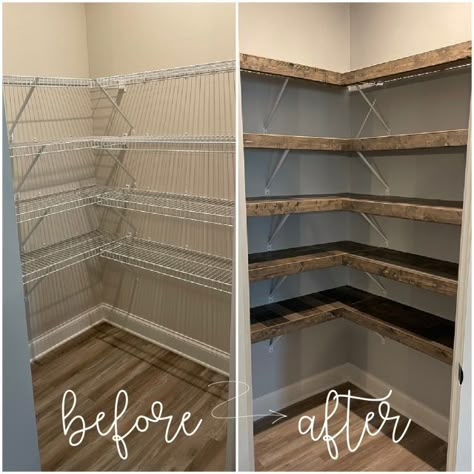 Pantry Shelf Cover, Wire Shelf Makeover, Diy Closets, Wire Closet Shelving, Shelf Makeover, Small Walk In Closet, Shelf Cover, Pantry Remodel, Pantry Makeover