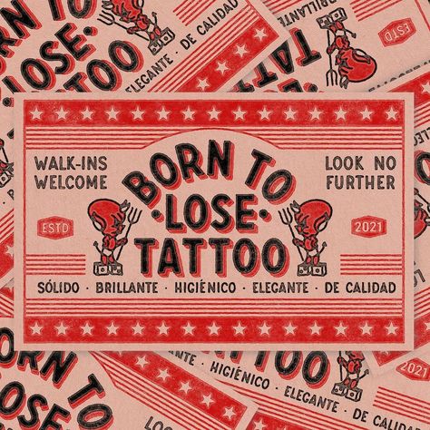 David Sanden on Instagram: “Being said that I’m no professional sign painter I had a blast painting and designing all those bits for @borntolosetattoovlc Learned a…” Instagram Flyer Design, Tattoo Shop Branding, Tattoo Logo Design Ideas, Notepad Tattoo, Sign Ideas For Business, Tattoo Shop Logo Design, Business Card Tattoo, Tattoo Shop Logo, Tattoo Business Cards