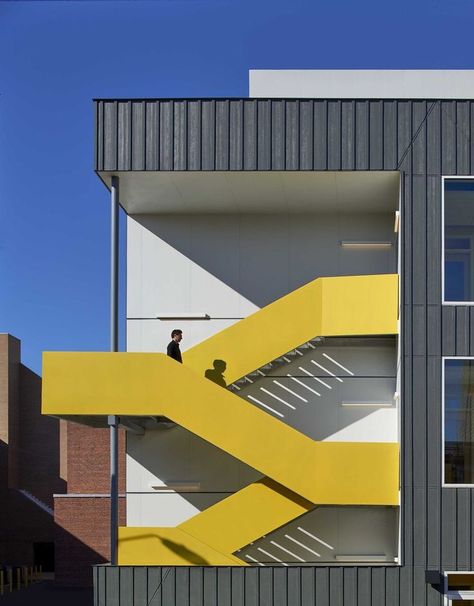 Gallery of Mundo Verde Bilingual Public Charter School / Studio Twenty Seven Architecture. Studio Twenty Seven, Stair Design Architecture, Building Stairs, Exterior Stairs, Stairs Architecture, Studios Architecture, Stair Case, Interior Stairs, Charter School