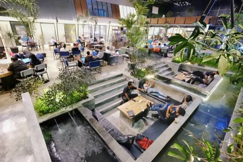 Interior Design Public Space, Communal Space Design, Coworking Space Design Interiors, Co Working Space Design Workspaces, Co Working Space Interior, Co Working Space Architecture, Outdoor Study Area, Co Working Space Design Interiors, Outdoor Study Space