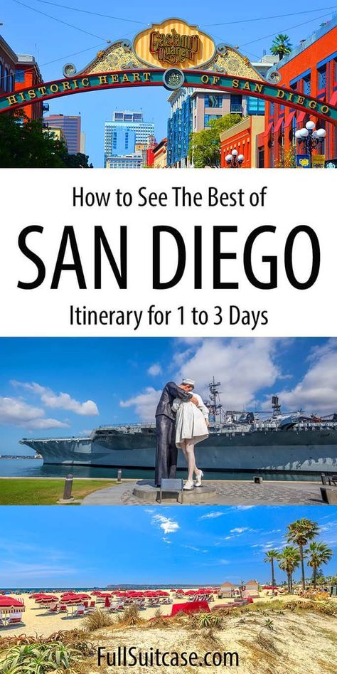 San Diego itinerary for best things to see and do in San Diego area in one, two, or three days. Find out! #sandiego #californiatravel #sandiegotravel San Diego Itinerary, San Diego Bucket List, San Diego Attractions, San Diego Trip, San Diego Vacation, Visit San Diego, American National Parks, Hotel Del Coronado, San Diego Travel