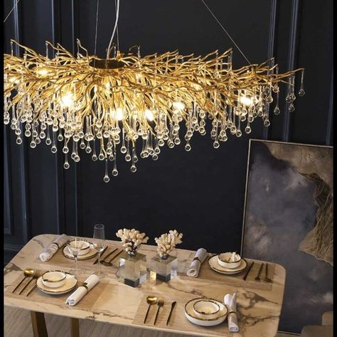 Golden Chandelier, Shell Chandelier, Led Crystal Chandelier, Branch Chandelier, Rectangular Chandelier, Suspension Vintage, Luxury Chandelier, Kitchen Light, Chandelier In Living Room