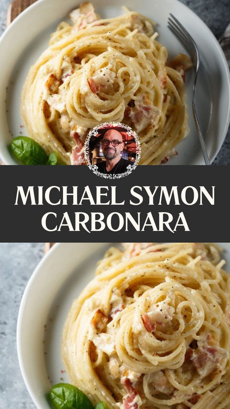 Michael Symon Carbonara Carbonara Pasta Without Eggs, Fix It With Food Michael Symon, Carbonara Pasta No Egg, Carbonara For One, Steak Carbonara Pasta, Authentic Carbonara Recipe, Homemade Carbonara Pasta, Spaghetti Carbonara Easy, Pasta Carbonara Recipe Creamy