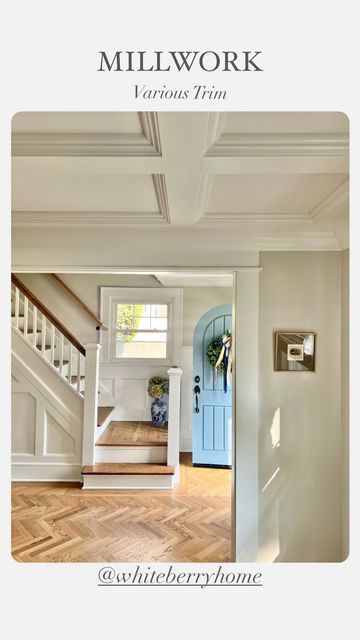 Low Ceiling Trim, Elegant Trim Work, Coffered Ceiling With Crown Molding, Low Coffered Ceiling, Ceiling Beams With Crown Molding, Interior Molding And Trim, French Millwork, Hallway Molding, Coffered Ceiling Dining Room