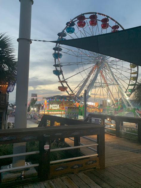 north carolina • carolina beach • boardwalk • ferris wheel • amusement park • rides • beach • sunset North Carolina Beach Towns, Summer In North Carolina, North Carolina Beach House Aesthetic, Nc Beach Aesthetic, Carolina Beach Aesthetic, Wilmington North Carolina Aesthetic, Beach Boardwalk Aesthetic, Wilmington North Carolina Beach, Carolina Core