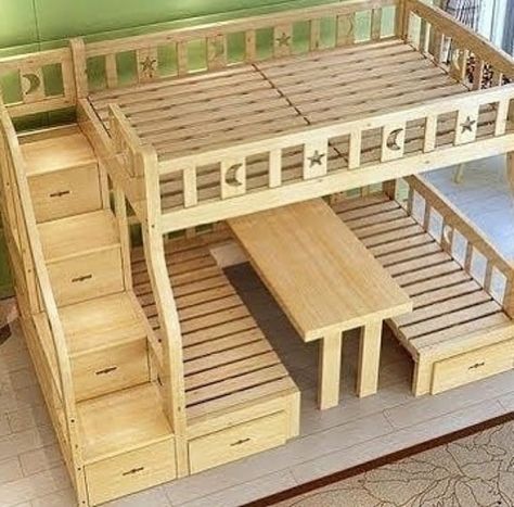 Bunk Beds With Stairs, Smart Tiles, Space Bedding, Kids Bunk Beds, Loft Spaces, Space Saving Furniture, Bunk Bed, Dream Rooms, Pallet Furniture