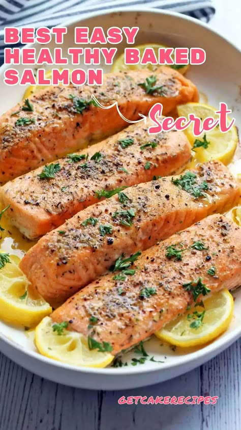 Best Easy Healthy Baked Salmon | getcakerecipes Baked Salmon Recipes Oven Easy, Baked Salmon Recipes Oven, We Have Food At Home, Cholesterol Lowering Recipes, Salmon Recipes Oven, Best Salmon Recipe, Salmon Recipes Baked, Salmon Baked, Salmon Recipes Baked Healthy