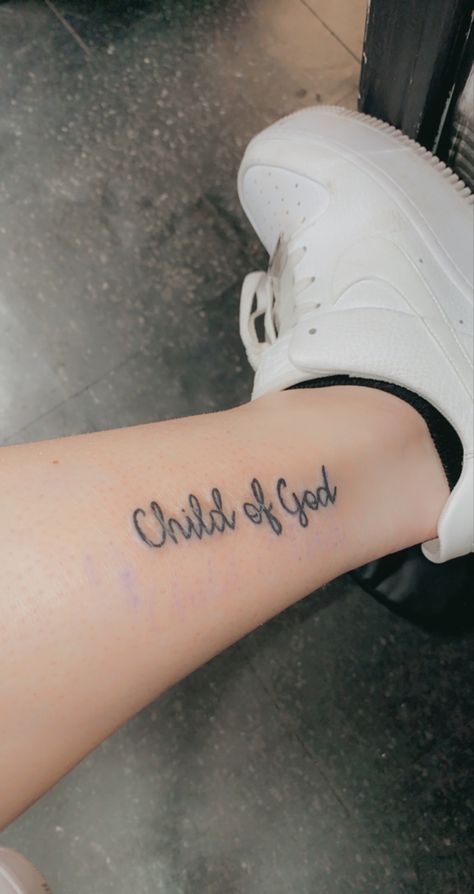 God Is A Woman Tattoo Ideas, Gods Daughter Tattoo, Daughter Of God Tattoo, Amor Of God Tattoo, Godchild Tattoo Ideas, Tattoo Ideas For Godchildren, Child Of God Tattoo For Women, Tattoo Ideas Female God, Daughter Of The King Tattoo