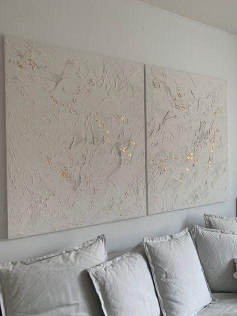 Stone Aesthetic Room, Plaster Art With Gold, Spackle Art Texture Diy Gold, Neutral Textured Wall Art, Neutral Textured Art, Textured Wall Canvas, Texture Paste Art, Textured Painting Diy, Plaster Canvas Art