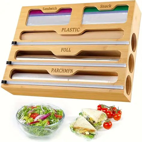 Multi purpose Kitchen Storage Rack Accessories Plastic - Temu Cyprus Aluminum Foil Storage, Wooden Drawer Organizer, Cabinet Inserts, Wrapping Paper Organization, Kitchen Foil, Kitchen Moodboard, Plastic Wrap Dispenser, Bamboo Wrap, Kitchen Setup