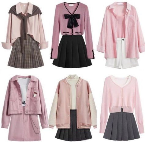 Pink Clothing, Style Kawaii, Korean Casual Outfits, Black Outfits, Kpop Fashion Outfits, Pink Outfits, Fashion Design Clothes, And Dresses, Teenage Fashion Outfits