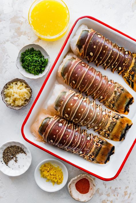 Best Baked Lobster Tails Recipe (Super Easy!) in 20-minutes you will have flavorful, tender, and impressive lobster tails everyone will love! Instant Pot Lobster Tail, Roasted Lobster Tail, Rock Lobster Tail Recipe, Simple Lobster Tail Recipe, Lobster Tail In Oven, Lobster Tails In Oven, Baked Lobster Tail Oven, Lobster Tail Recipe Baked, Lobster Tail Oven