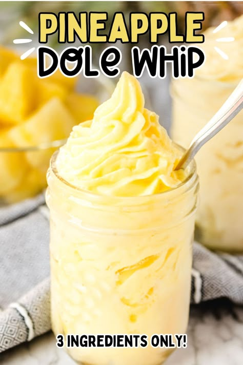 No need for a trip to Disney to enjoy the deliciousness of their famous Dole Whip. They’ve shared their secret recipe for this refreshing drink with us, and it’s the perfect summer treat! Three ingredients are all you need - Pineapple, pineapple juice, and ice cream! Not a copycat recipe - this is Disney's Offical Recipe! Pineapple Whip Recipe, Pineapple Ice Cream Recipe, Dole Pineapple Whip, Disney Dole Whip, Pineapple Dole Whip, Dole Whip Recipe, Pineapple Ice Cream, Yummy Summer Drinks, Turkey Drumsticks