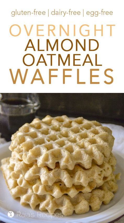 Overnight Almond Oatmeal Waffles :: Gluten-free, Vegan Almond Oatmeal, Oatmeal Waffles, Vegan Waffles, Gf Breakfast, Dairy Free Eggs, Gluten Free Dairy Free Recipes, Gluten Free Breakfast, Gluten Free Breakfasts, Free Breakfast