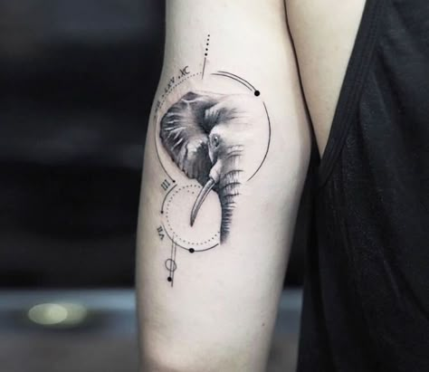 Tattoo photo - Elephant tattoo by Jefree Naderali Mammoth Tattoo, Geometric Elephant Tattoo, Inner Elbow Tattoos, Elephant Tattoo Meaning, Elephant Tattoo Ideas, Tattoo Elephant, Tattoo Fonts Cursive, Elephant Tattoo Design, Elbow Tattoos