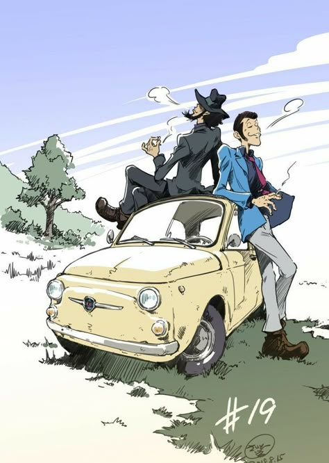 Maurice Leblanc, Lupin 3, Lupin The 3rd, Lupin The Third, Lupin Iii, Dope Cartoon Art, Studio Ghibli Art, Car Illustration, Ghibli Art