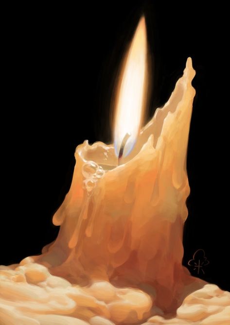 Candle Concept Art, Melted Candles, Lighted Candle, Candle In The Dark, Candle Drawing, Dripping Candles, Single Candle, Painted Candles, Candle Art