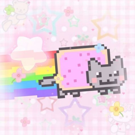 Nya Cat, Kawaii Icons, Neon Cat, Images Kawaii, Nyan Cat, Kawaii Core, Kawaii Stuff, Rainbow Cat, Cat Icon