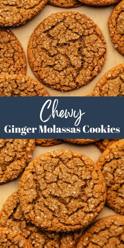 Chewy Ginger Cookies Soft, Ginger Crackle Cookies, Mollases Cookie Recipe, Chewy Mollases Cookies, Soft Chewy Ginger Cookies, Molasses Christmas Cookies, Old Fashioned Molasses Cookies Soft, Ginger Crisp Cookies, Cookies With Whole Wheat Flour