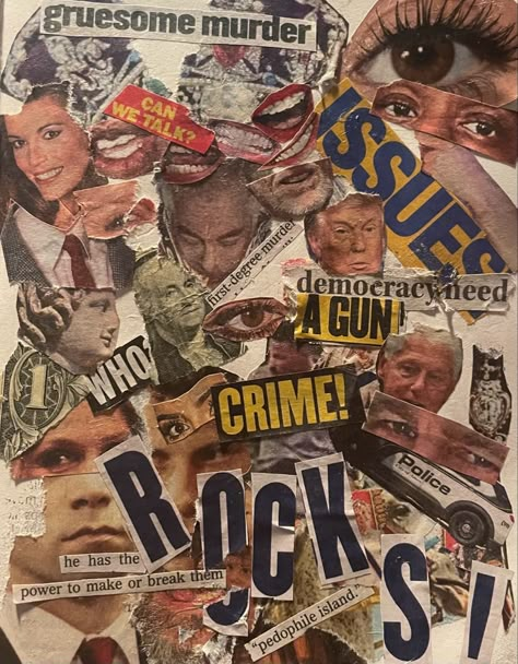 Celebrity’s. Crime. United States. Tyranny. Collage Using Magazines, Magazine Cutout Collage Aesthetic, Magazine Collage Artwork, Magazine Cutout Aesthetic, Collage Word Art, Magazine Wall Art Collage, Art Inspiration Collage, Collage Art Typography, Magazine Cutouts Aesthetic