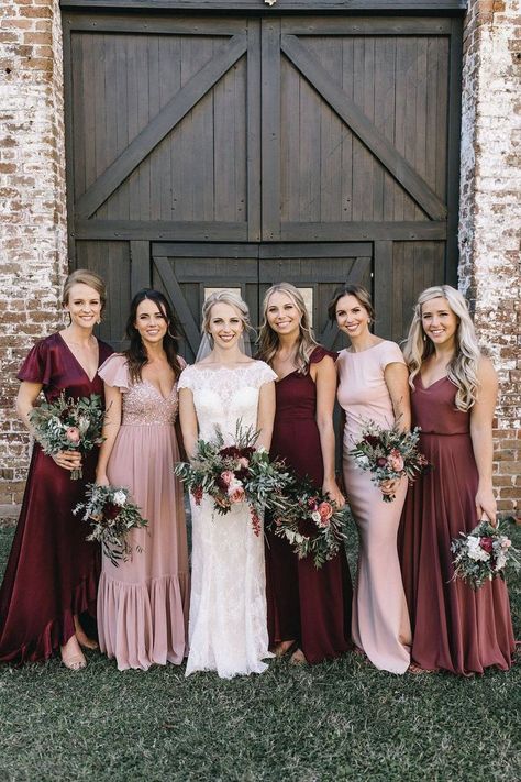 Burgundy bridesmaid dresses long