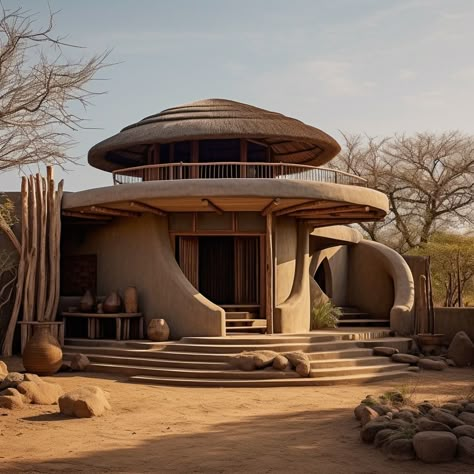 African House Design Exterior, African Village Art, Star Wars Village, African Architecture Modern, Round House Design, African House Design, Modern Village, Africa Architecture, African Hut