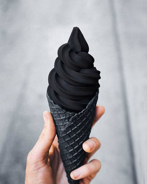 Black Ice Cream, Black Food Coloring, Black Things, Black Stuff, Black Food, Cream Aesthetic, Kiev Ukraine, Black Ice, Black Everything