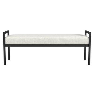 Modern Metal Bench Cream Boucle - HomePop | Target Metal And Wood Bench, End Of Bed Seating, Bench End Of Bed, Modern Storage Bench, Room Decor Gray, Tropical Bedroom, Bedroom Benches, Tropical Bedrooms, Velvet Bench