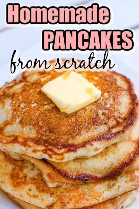 Scratch Pancake Recipe, Fluffy Pancakes From Scratch, Scratch Pancakes, Homemade Pancake Mix Recipe, Easy Homemade Pancake Recipe, Best Homemade Pancakes, Homesteading Recipes, Homemade Pancakes Fluffy, Easy Pancakes