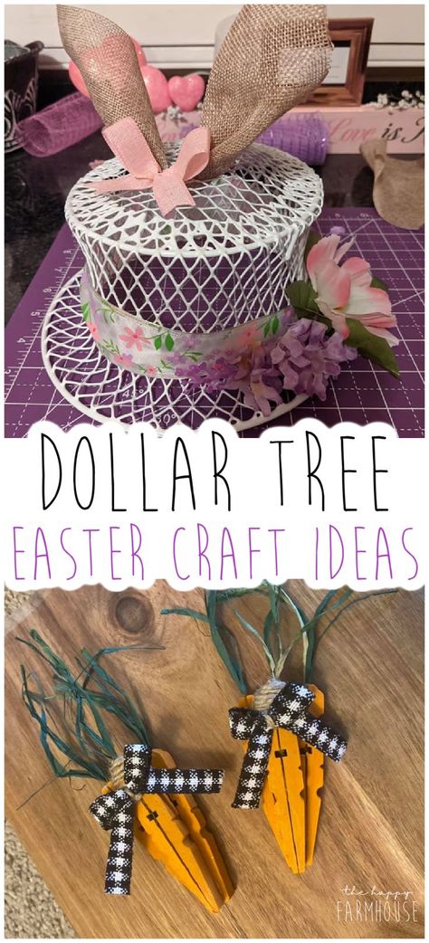 Dollar Tree Easter Craft Ideas- cheap and easy DIY projects. Dollar store easter crafts for kids and adults to make. Fun easter decorations/home decor ideas. Dollar Tree Easter Diy Baskets, Quick And Easy Easter Crafts, Dollar Tree Anniversary Ideas, Dollar Tree Stacked Eggs, Goth Easter Decor, Easter Diy Dollar Tree, Walmart Easter Decor, Easter Tablescapes Ideas Dollar Stores, Dollar Tree Easter Wreath Diy