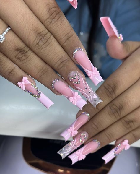 Pink Nails Coquette, Coquette Vacation, Acuity Booking Site, Nails Back To School, Nails Coquette, Nails Vacation, Coquette Nails, Vday Nails, Acrylic Toe Nails