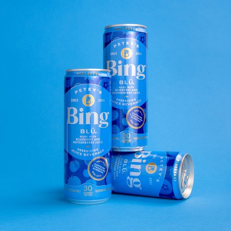 Maintaining a vibrant color palette was important to Bing, and good for shelf, so we created a monochromatic system for each can that clearly expresses the flavor without being overwhelming. White was introduced to the can to add a level of freshness, and aid in legibility on grocery store shelves and points of sale. Monochromatic Packaging Design, Watermark Design, Beauty Foods, Label Design, Packaging Design, Color Palette, Packaging, Branding Design, Vibrant Colors