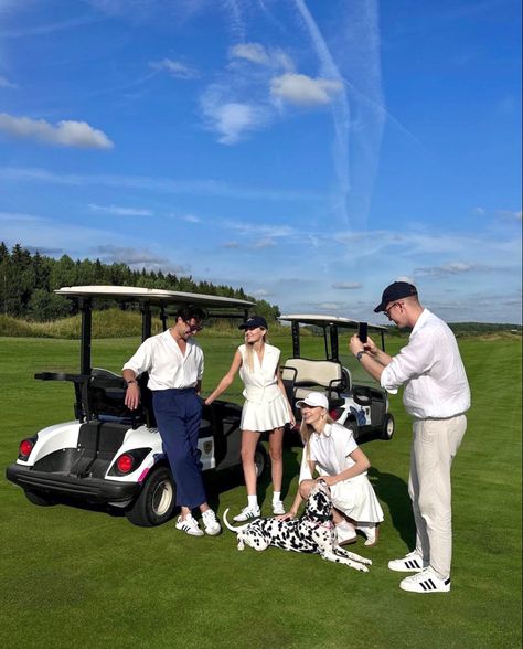 ✨Golf aesthetic. Classy couples aesthetic. Sporty & Rich aesthetic. Dalmation dog aesthetic. Preppy outfit ideas. White summer outfit ideas. Adidas sneakers aesthetic @Lizarudkevich ✨ #taylajaybeauty #classy #sporty #preppy #taylajay #golf #sportyandrich #style #adidas #sneakers #coupleportrait #photography #outfits #summerstyle #classycouples Aesthetic Dalmation, Rich Couple Aesthetic Classy, Old Money Friends, Sporty Rich Aesthetic, Sporty And Rich Aesthetic, Billionaire Family, Outfit Ideas Adidas, Yearbook Photoshoot, Golf With Friends