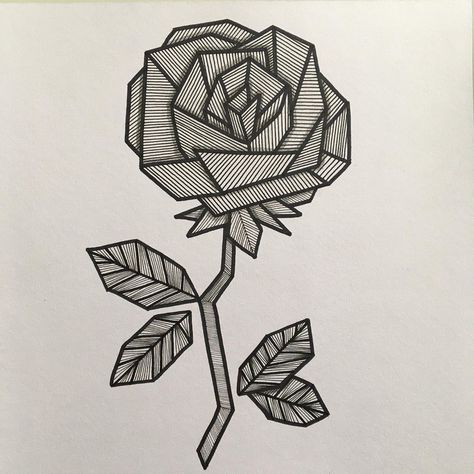 Perla Schippers on Instagram: “Zenrose. Someone I know died of corona today. I drew this rose for the woman who lost her husband.” Rose Drawing Simple, Basic Art Techniques, Drawing Rose, Flowers Geometric, Ink Doodles, Geometric Rose, Polygon Art, Rose Drawing, Geometric Flower