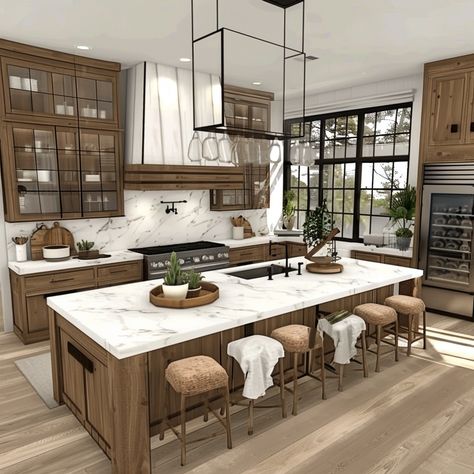 30+ Bloxburg Kitchens to Sparkle Creativity Big Kitchen Ideas, Bloxburg Decor, House Decorating Ideas Apartments, Small House Layout, Tiny House Layout, Diy House Plans, House Floor Design, Bloxburg Ideas, Casas The Sims 4