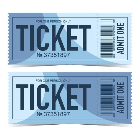 Modern ticket template in blue and cyan colours with tear-off or detachable part and barcode. Flat vector illustration of pass for event, entrance for festival, access to party, show or concert. Movie Ticket Template, Event Entrance, Cyan Colour, Albany New York, Party Tickets, Concert Ticket, Ticket Design, 21st Birthday Party, Ticket Template