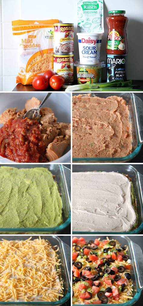 Ultimate Seven Layer Bean Dip ~ https://reallifedinner.com Seven Layer Bean Dip, Layered Bean Dip Recipe, Layer Bean Dip, Layered Dip, Layered Bean Dip, Layered Dip Recipes, Bean Dip Recipes, Seven Layer Dip, Layer Dip