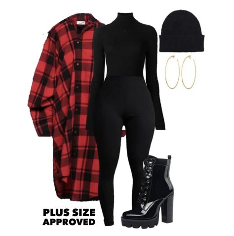 Jumpsuit Outfit Black Women Sneakers, Plus Casual Fall Outfits, All Black Clothing Woman, Date Night Outfit Casual Fall, Chicago Weekend Trip Outfits Fall, New Years Winter Outfit, Work Fits Casual, Plus Size Body Suit Outfit, Fall Jumpsuit Outfit Casual