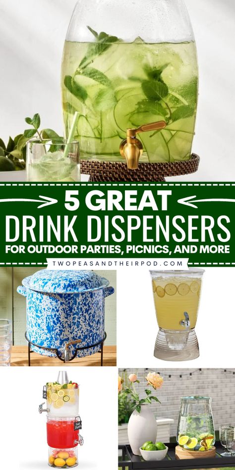 I love using a drink dispenser because of the ease, but also because they are pretty! I am sharing my favorite beverage dispensers that are perfect for parties! My picks come from Williams Sonoma, Amazon, and Target, with this gorgeous glass one as my current favorite! From stylish enamel to affordable plastic, here are the best beverage dispensers for every type of host. Beverage Dispenser Ideas Party Drinks, Drink Dispenser Recipes, Homemade Recipes From Scratch, Strawberry Limeade, Alcoholic Punch Recipes, Glass Beverage Dispenser, Alcoholic Punch, Outdoor Celebration, Best Drink