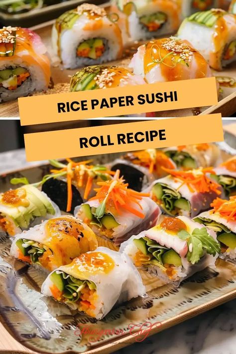 Rice Paper Sushi Roll Recipe – Hungarian Chef Rice Paper Sushi Rolls, Rice Paper Sushi, Sukiyaki Recipe, Crab Rice, Paper Sushi, Crab Sushi, Rice Paper Recipes, Japenese Food, Vegan Crab