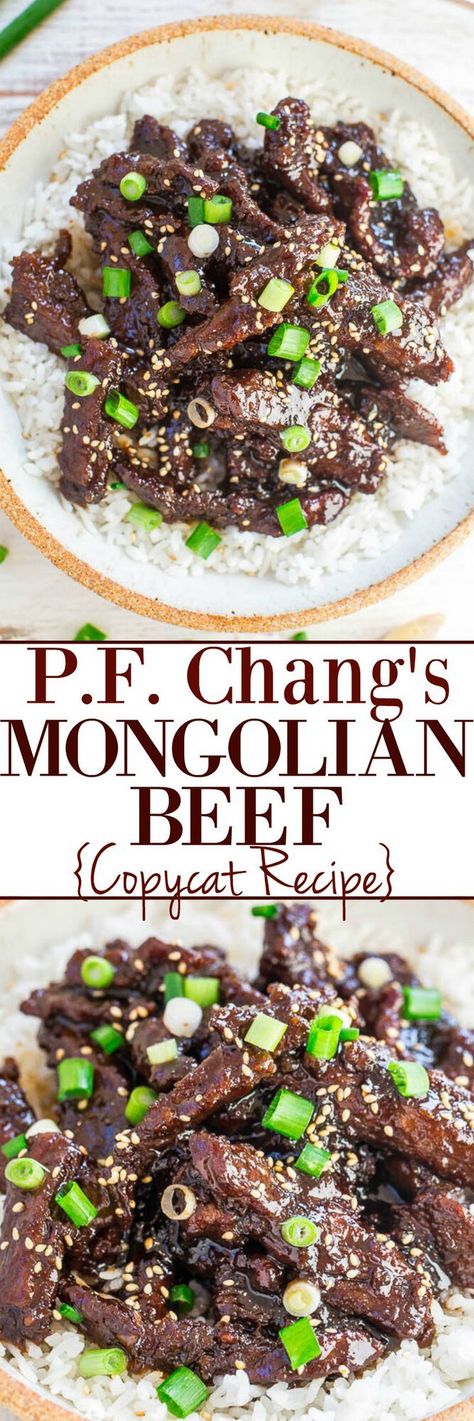 20-Minute Copycat P.F. Chang's Mongolian Beef - Averie Cooks Mongolian Beef Recipes, Iron Recipes, Mapo Tofu, Dish Ideas, Mongolian Beef, Fun Recipes, Copycat Recipe, Asian Cooking, Beef Dishes